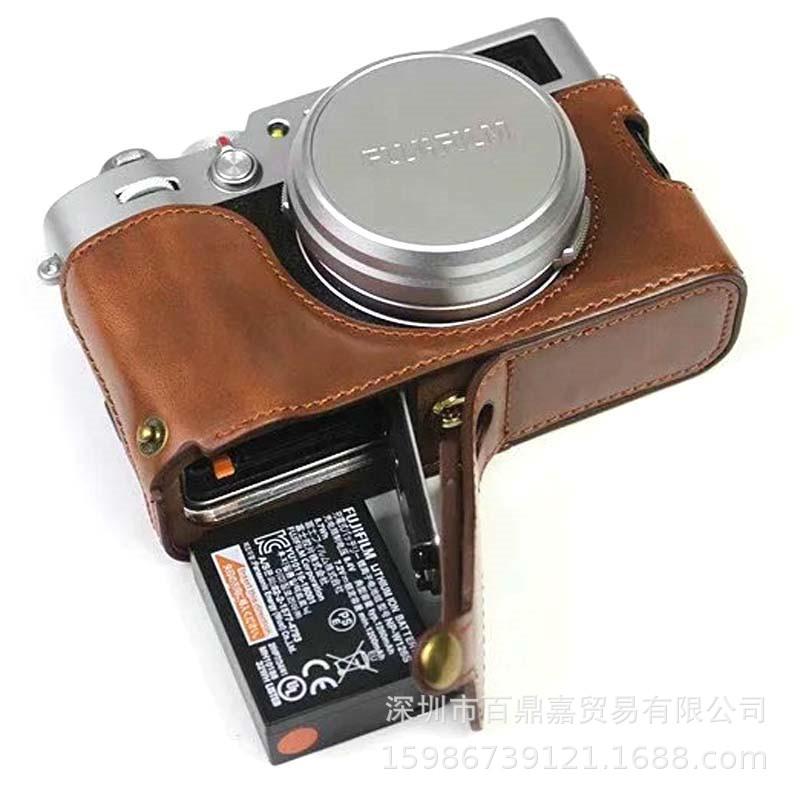 Fuji X100V Leather Camera Half Case - Mirrorless Protector Bag