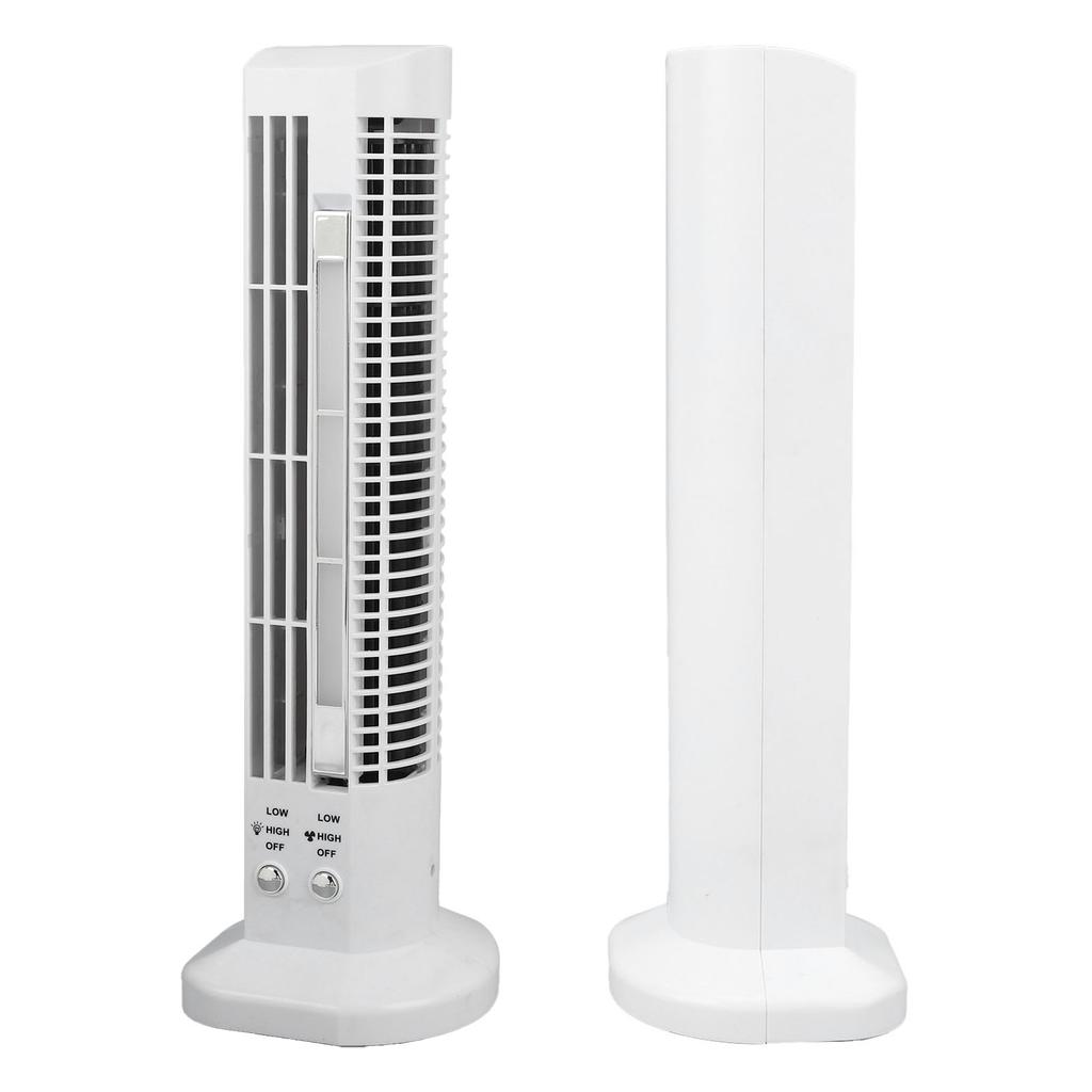 Вентилятор башенного типа со светодиодной настольной лампой, белый, компактный, портативный, безопасный, безлопастной, 2-скоростной, настольный ветряной вентилятор