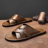 Men's Leather Slippers Casual Simple Sandals Summer High Quality Comfortable Non-Slip Mules Sandals For Men