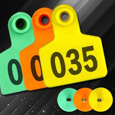 Пластиковые ушные бирки для скота с номерами 1-100, Бирки для животных, Зеленые, Желтые, Оранжевые, Большие идентификационные бирки для коз, овец