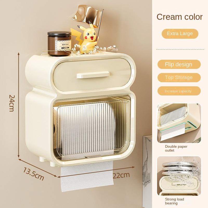 Коробка для салфеток, полка для хранения туалетной бумаги, водонепроницаемая настенная подвеска для рулонной бумаги, неперфорированная полка для салфеток для хранения туалетной бумаги