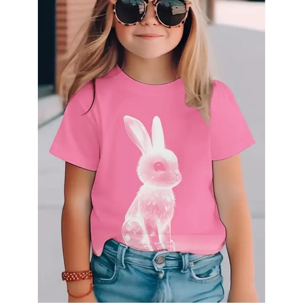 Детская и девичья одежда с 3D-принтом, модная и милая футболка с круглым вырезом с животным, летний модный топ с коротким рукавом для девочек, футболка для девочек