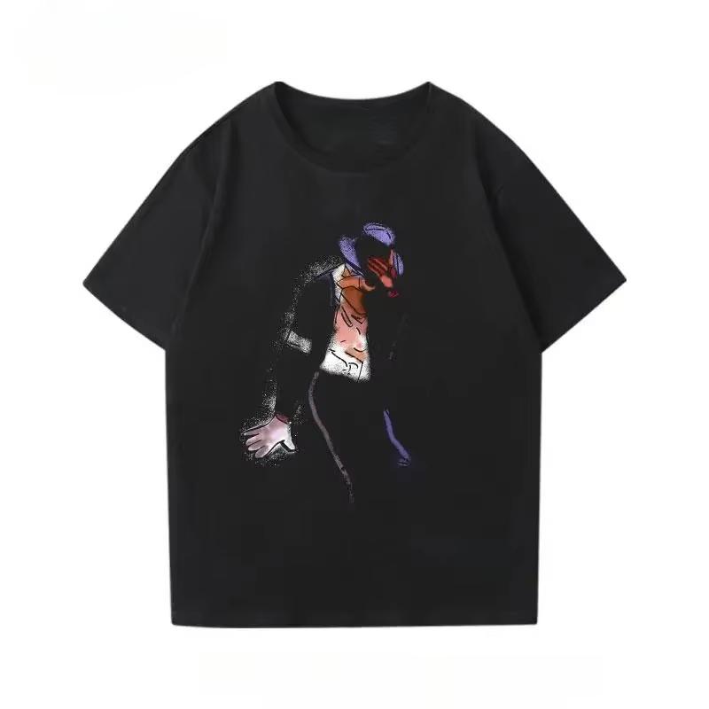 Майкл Джексон MJ Король Поп-музыки Новая Унисекс Футболка Унисекс Круглый Вырез Хлопок Короткий Рукав Y2k Мода Популярная Футболка2026