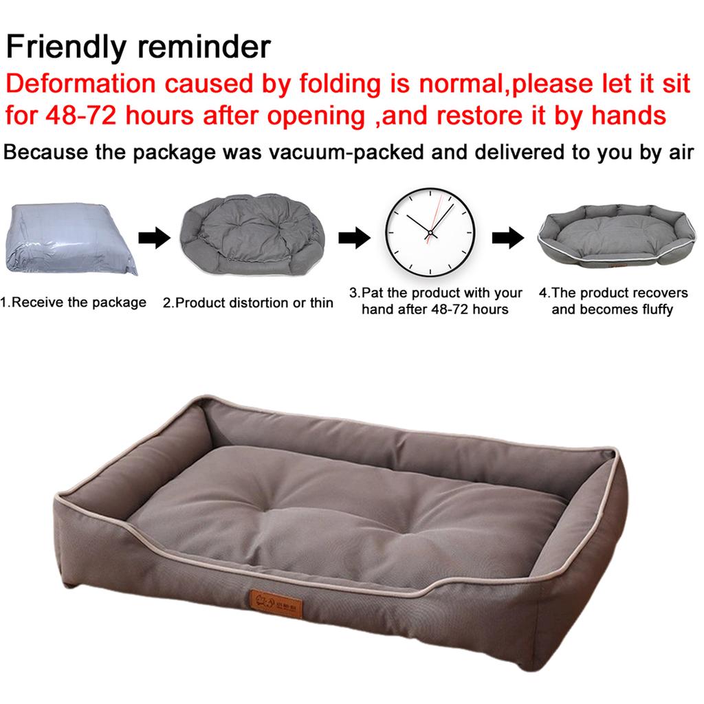 Четырехсезонная квадратная собачья кровать для больших собак, матрас, устойчивый к укусам, мягкая утолщенная собачья кровать, водонепроницаемый диван, домик для домашних животных