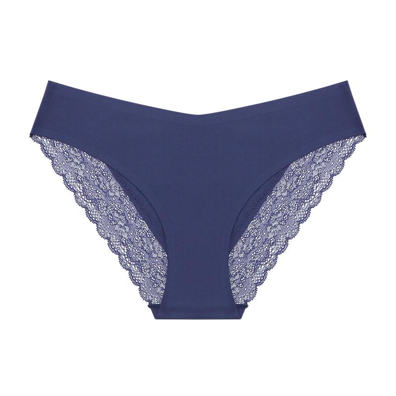 FINETOO Seamless Panty Lace Sexy Comfortable Briefs for Woman Low-waist Ice Silk Panties for Girl