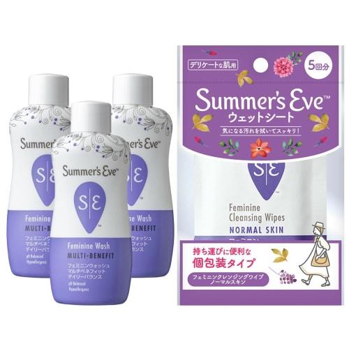 Summer's Eve [Official Manufacturer] E-Commerce Exclusive Delicate Zone Care Mini Bottle Set: 3 Daily Balance Wash Mini Bottles and 5 Cleansing Wipes.