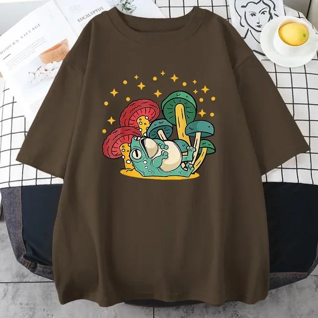 Cottagecore Aesthetic Mushroom Dark Academy Frog Новые мужские футболки в стиле хип-хоп Толстовка Летние топы из хлопка Мужская одежда больших размеров