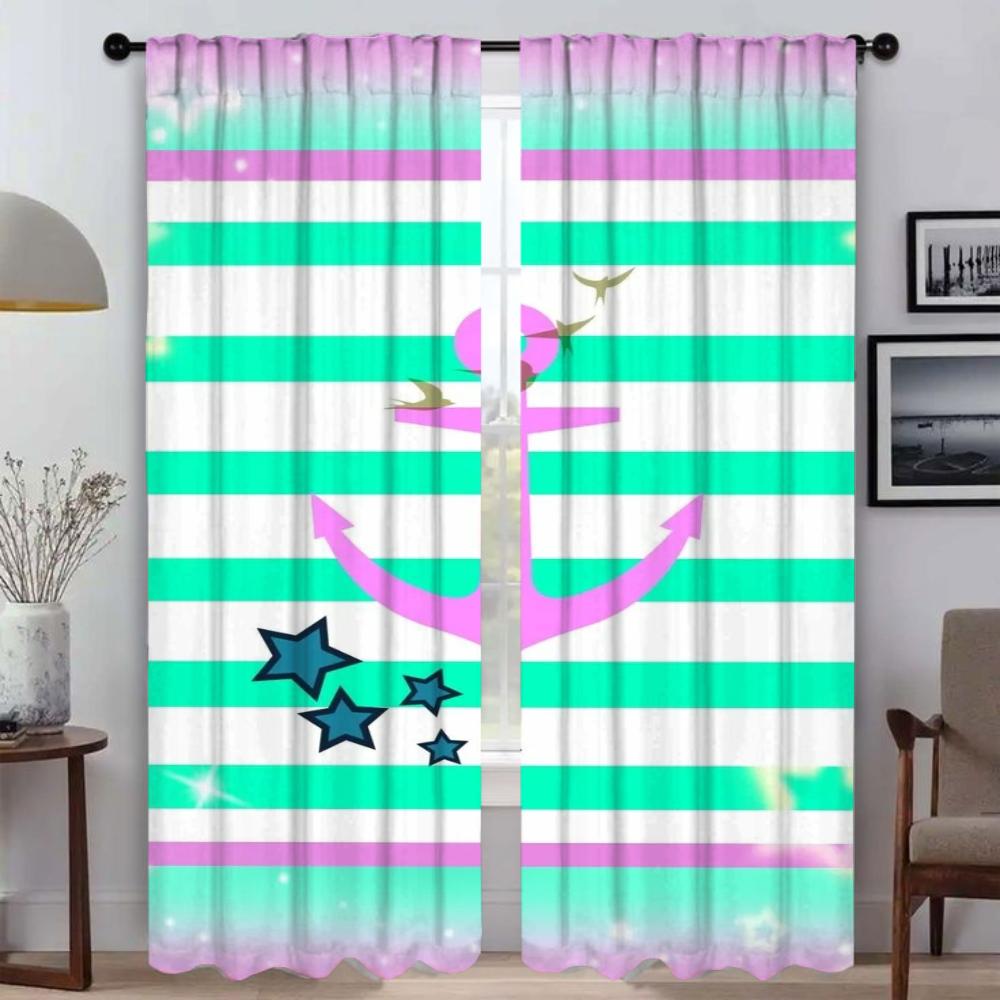 Кухонные шторы Детская комната Якорь Шторы для гостиной Шторы от комаров Шторы для камеры Украшения на Хэллоуин Раздел