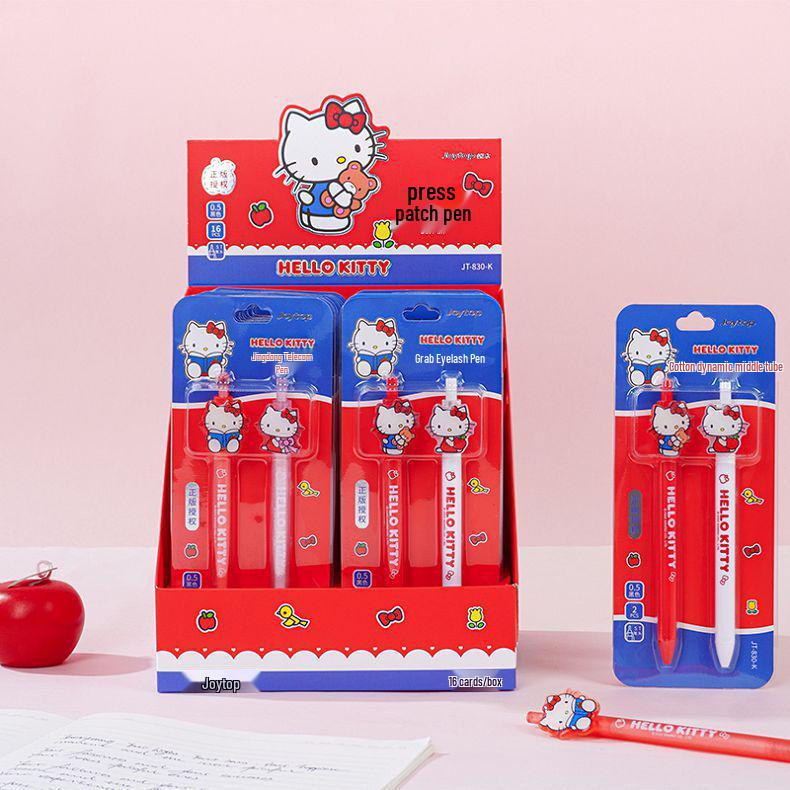 Черная нажимная ручка Hello Kitty Sanrio - Специальная для студенческих экзаменов, Гладкий ST-наконечник