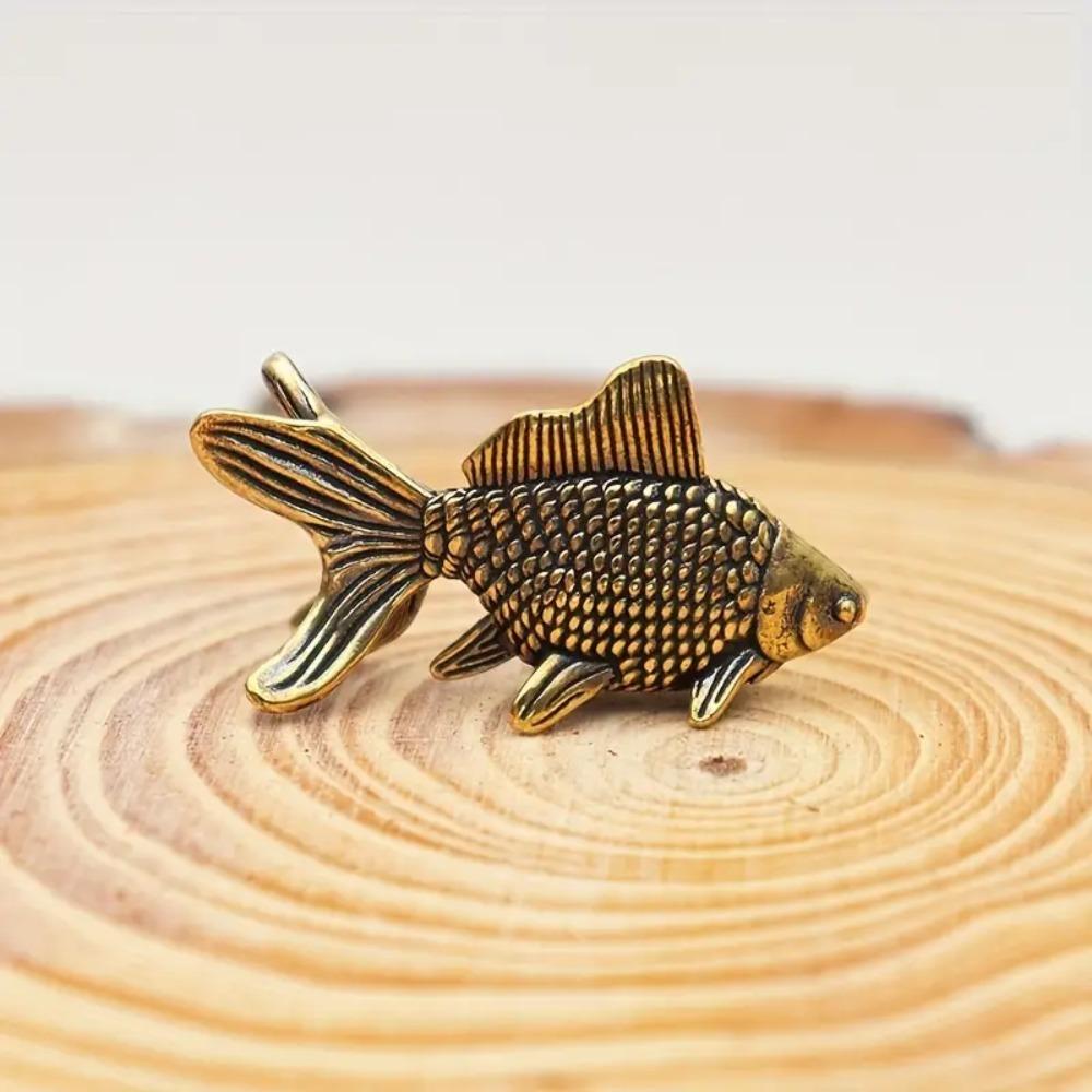 Милая винтажная латунная золотая рыбка статуэтка элегантный талисман удачи скульптура животного декор для дома офиса стола