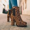 Women Shoes Ankle Boots Woman Sexy High Heels Pattern Chunky Heel Shoes Ladies  Female Open Toe Women's Sude Boots