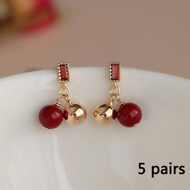 Модные серьги с красной фасолью, винтажные темпераментные красные серьги, ювелирные изделия