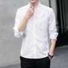 Мужская рубашка с длинным рукавом на весну и осень, облегающий крой