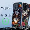 Чехол для телефона Catrina Красивая Девушка Роза Череп Магнитный Чехол Для iPhone 17 16 15 14 13 12 11 Для Magsafe Беспроводная Зарядка Чехол