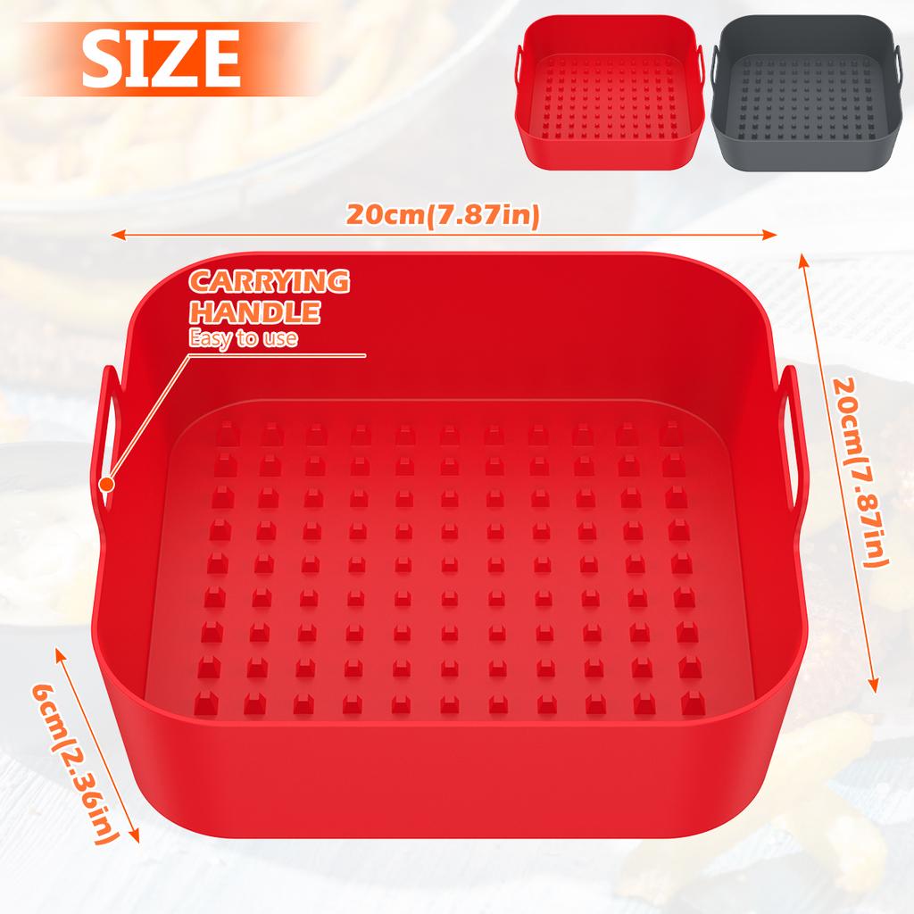 2/3Pcs Reusable Airfryer Pan Liner Accessories Thick Square Air Fryer Silicone Pot Food Safe Non Stick Chicken Airfryer Basket