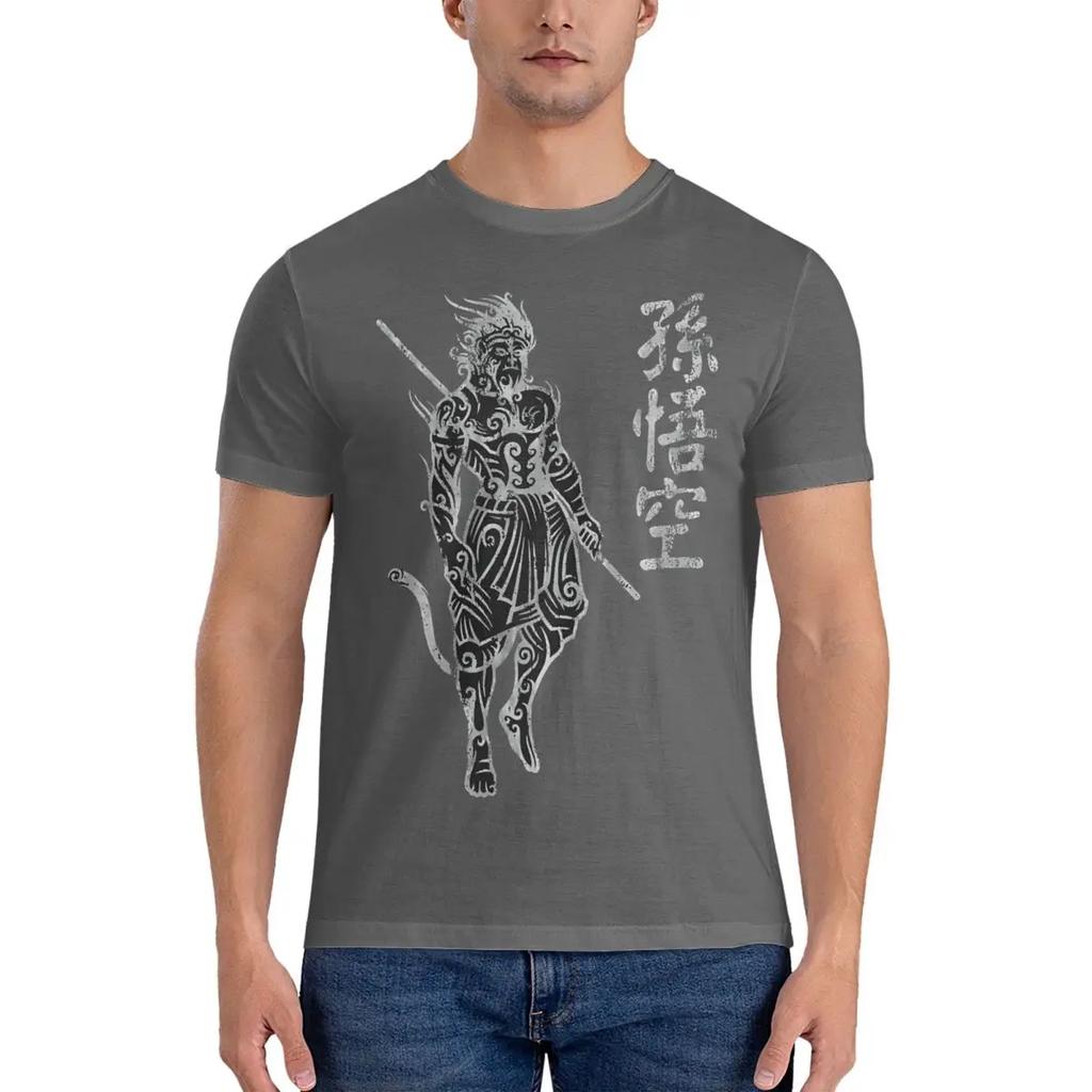 2024 Самая популярная мужская футболка для игры, черная футболка Myth WuKong Cool Tees, футболки с коротким рукавом и круглым вырезом, чистый хлопок, идея для подарка, одежда