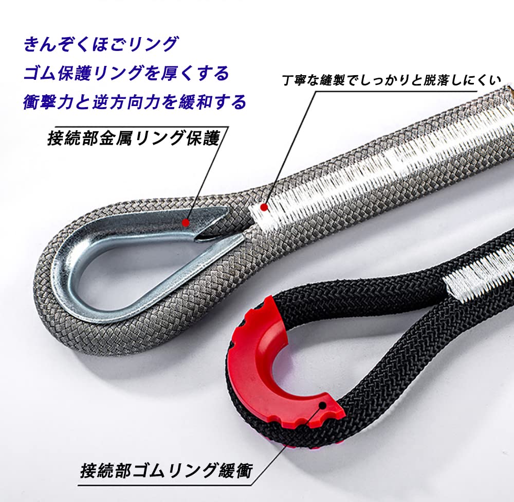 Car Tow 5 to 35 Ton Car Emergency Rope for Snowy Natural Easy to High Cargo Car Stuck Car Emergency Escape with Universal Type 10 Rope, Capacity,