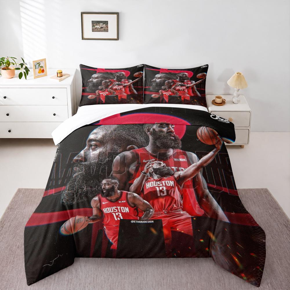 "Red Houston Basketball Player Bedding set ArtBedding set (1 duvet cover, 2 pillowcases, duvet not included)