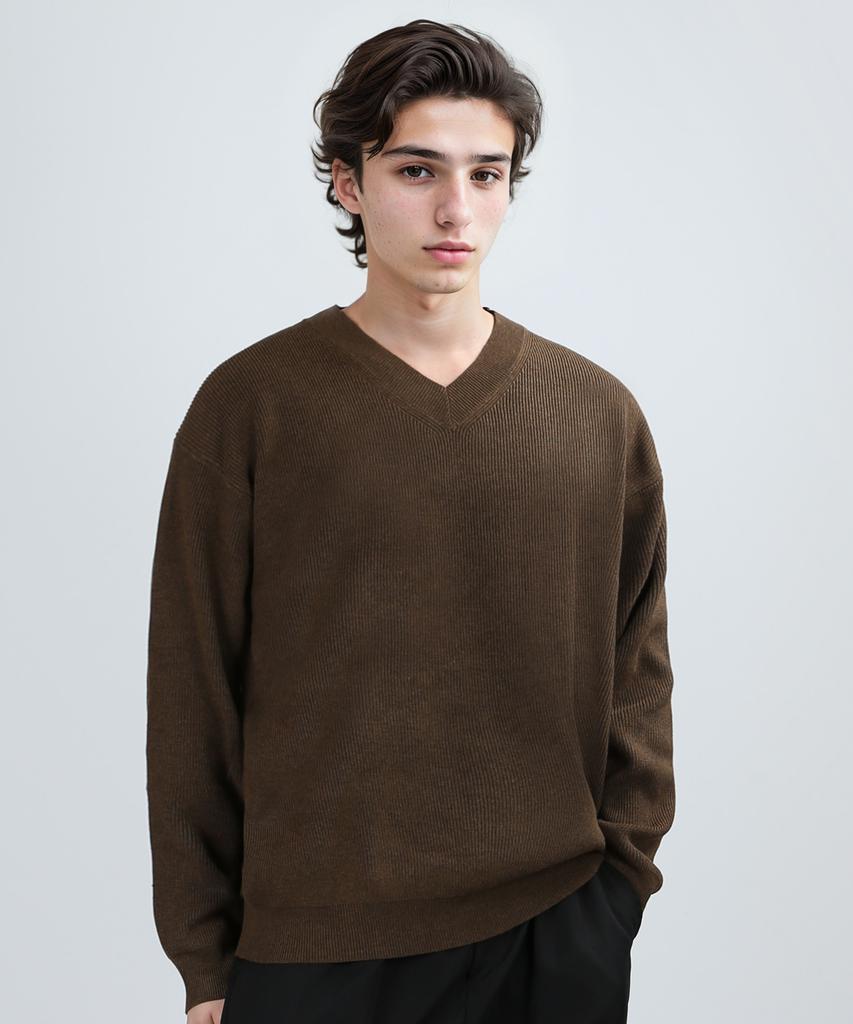 JHONNY WEST Cover V-Neck Knit (Brown)