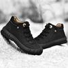 Men's Hiking Leather Boots High Top Plush Outdoor Cotton Shoes Large Size 39-46