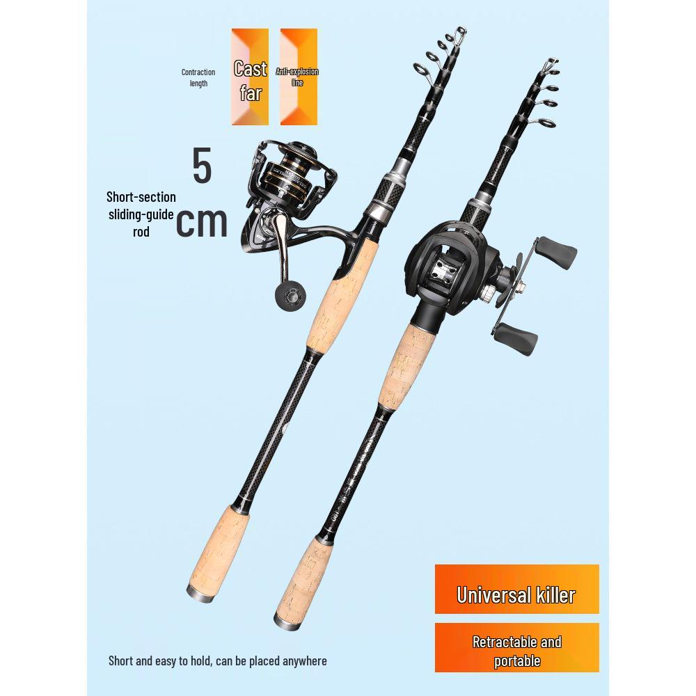 Портативный мини-телескопический спиннинг: Японский и корейский дизайн, Жесткий гладкий поплавок, Короткий кастинговый раздел E18