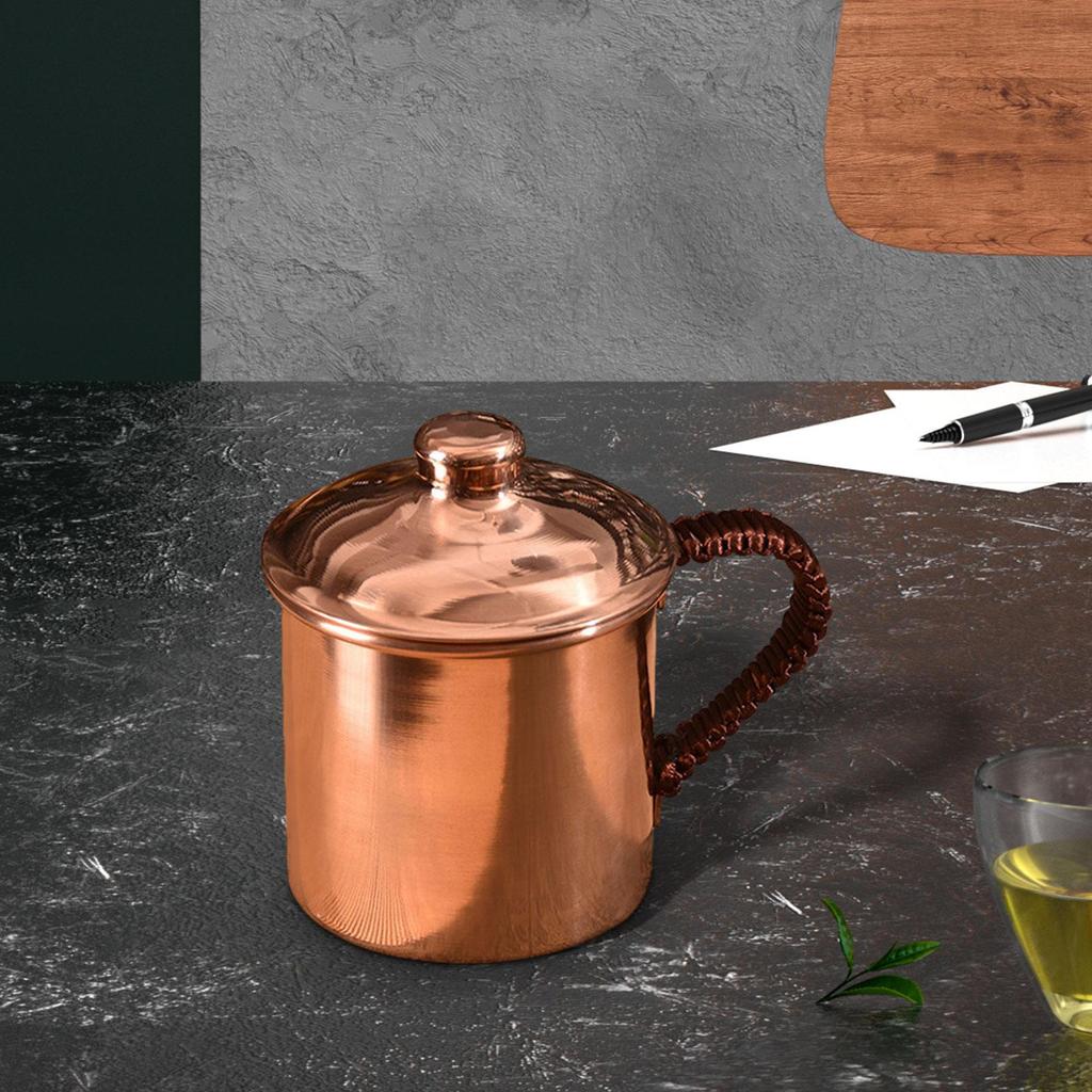 Handmade Copper Water Cup 400ml Mug with Anti Scalding Handle Drinking Cups Thickened Tea