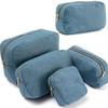 4 Sizes Blue Denim Cosmetic Pouch with Zipper Ladies Makeup Bag Jean Toiletry Case  for Women