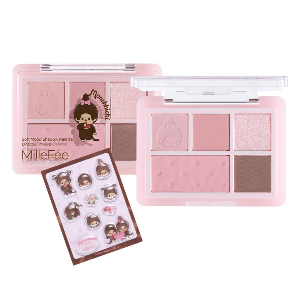 Millefeuille Monchhichi Палетка теней Soft Mood M01 Monchhichi выглядит так счастливо! Макияж Тени для век Косметика Косметика с персонажами Макияж акцентов Мульти Бледный