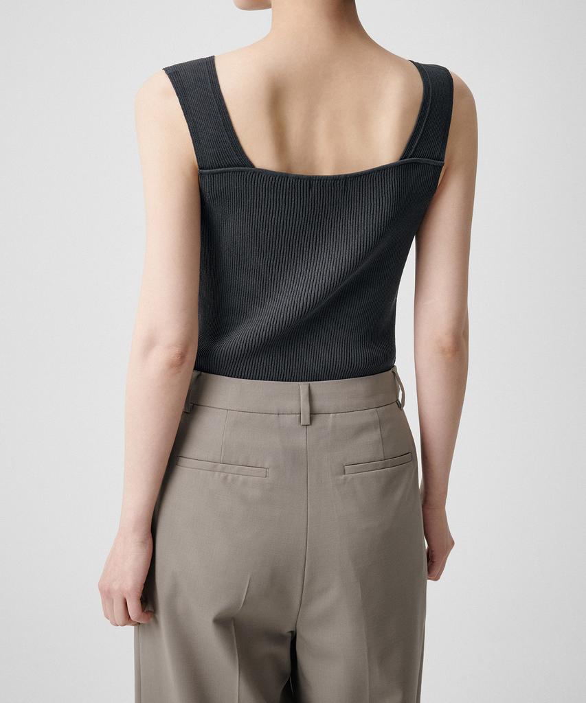 MUSINSA STANDARD WOMAN Women'S Ribbed V-Neck Knit Sleeveless Top [Dark Grey]