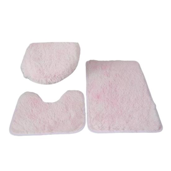 3Pcs/Set Bathroom Rug Absorbent Non Slip Floor Mat U-Shaped Plush Mat Toilet Lid Cover Mat with Rubber Backing for Bathroom Shower Toilet