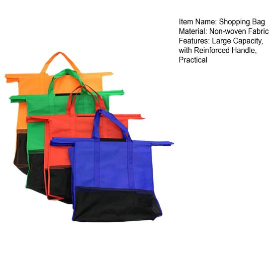 4Pcs Trolleys Bag Reusable Shopping Bags with Reinforced Handle Large Capacity Reusable Folding Trolley Bags