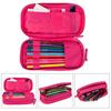 Customized Pink Durable Polyester Student Pencil Case Double-Layered with Multifunctional Features