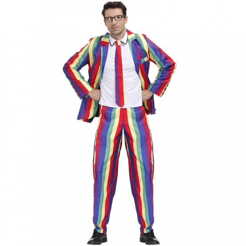 Mens Rainbow Halloween Costume M XL Suit Party Role Play Jazz Performance Festive Outfit