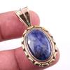 Natural Sodalite Gemstone 925 Solid Sterling Silver Two Tone Pendant 1.50'' Y2F44
