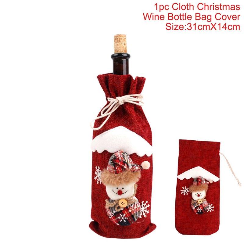Christmas Wine Bottle Set Party Table Decor Wine Bottle Cover Red Velvet Dress Santa Claus Costume New Years Dinnerware Decor