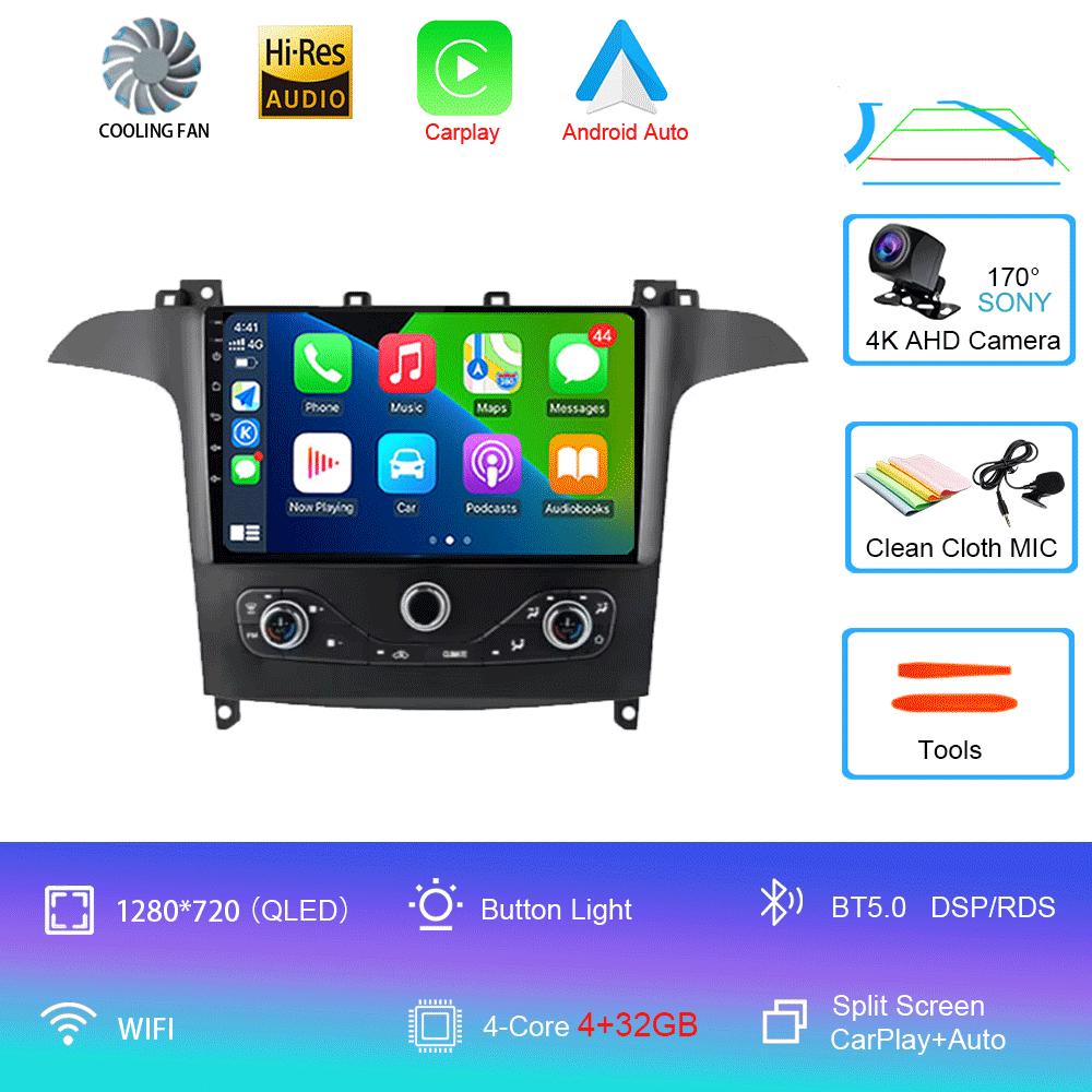Android 14 Для Ford S MAX S-MAX 2006-2015 Для FORD GALAXY 2014 Автомагнитола GPS Carplay Мультимедийный плеер Навигация Стерео DSP DVD