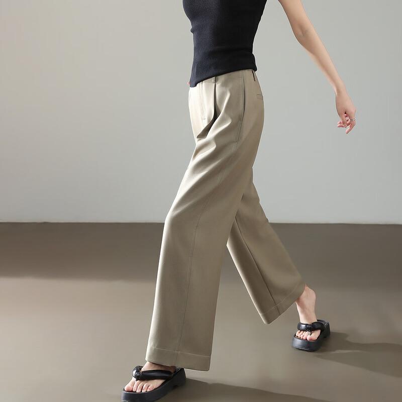 Women's Elegant Pleated Straight Leg Ankle Pants