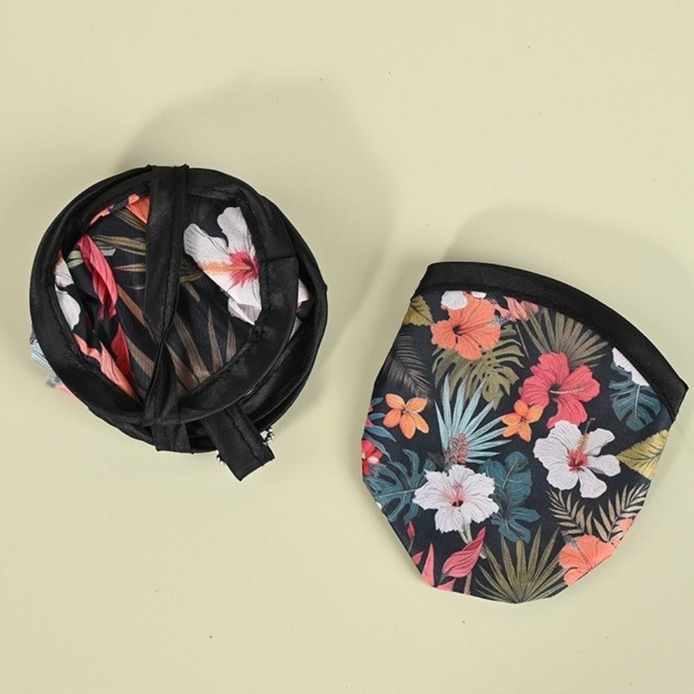 Japanese Style Folding Fan Flower Pattern Collapsible Fan Mini Handheld Fan Beach Use