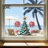 Customizable Seasonal Wall Art Candy Christmas Tree Window Static Sticker, Waterproof PVC Removable Cane Holiday Stickers Glass Clings, Decorative