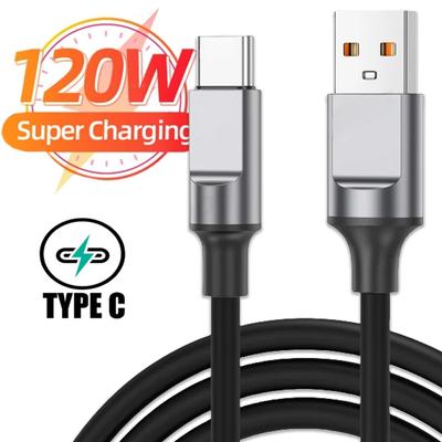 120 Вт USB Type C кабель для быстрой зарядки утолщенный жидкий силиконовый USB C кабель для передачи данных для Huawei P50 P40 P30 Xiaomi 14 Redmi 13 POCO X6