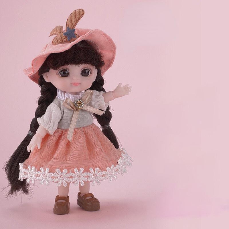 Мини-подвижная 13-шарнирная кукла 15 см, игрушка для девочек, 3D большие глаза, BJD принцесса, полная одежда, коллекция платьев, детская кукла в подарок