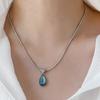 Titanium Drop Pendant Necklace Olive-green Snake Bone Chain Necklace Water Drop Neck Chain  Girls