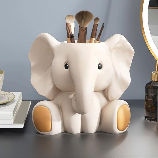 Elephant Pen Holder Fading-resistant Resin Desk Organizer Multifunctional Office Decor Perfect Desk