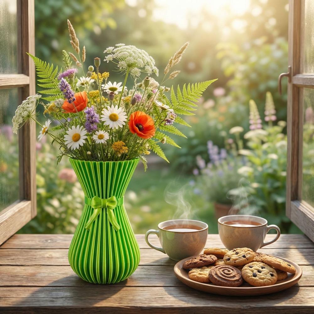 Waisted Hourglass Shape 3D Printed Flower Vases Flower Holder Office Tabletop Ornaments