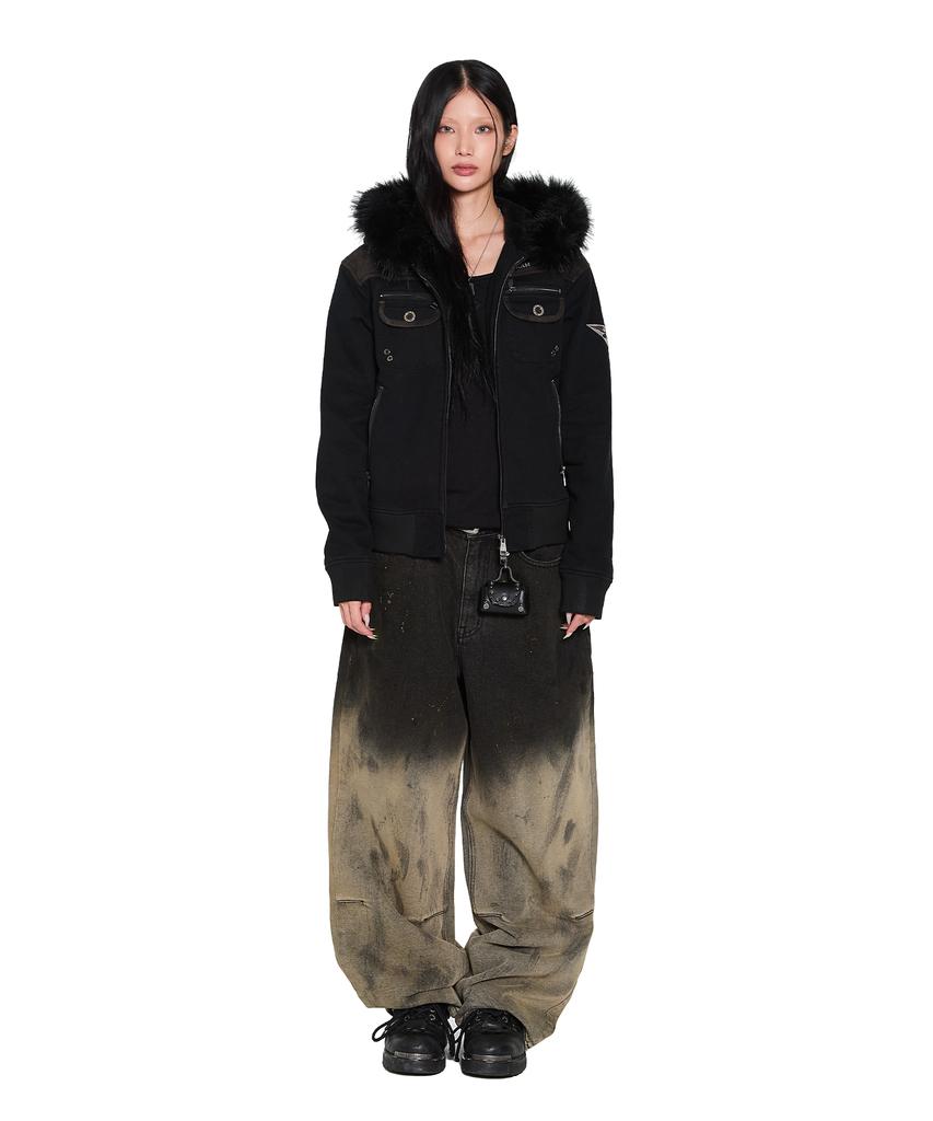 Aakam Fur Camo Contrast Jacket (Black)