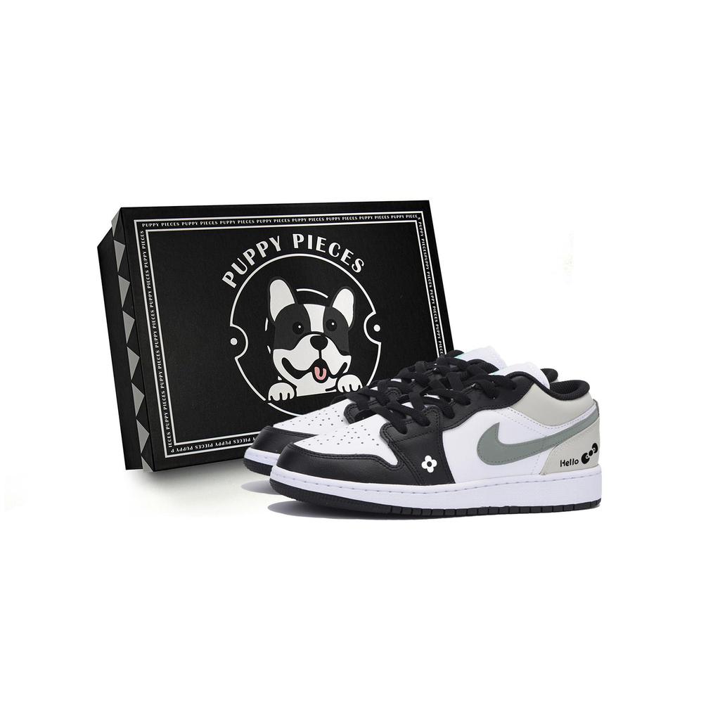 Jordan Air Jordan 1 Love Flower Mist, Special Shoe Box Slip Resistant Low top Vintage Basketball Shoes Men's White Gray 553558-131(Team85-AS-BOX)