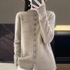 Женский кашемировый кардиган с круглым вырезом, 95% шерсть, зимний вязаный пуловер, осенний свитер, кашемировый свитер