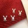 Cute Pearl Rabbit Full Diamond Rabbit Earrings Mini Gift for Girlfriend