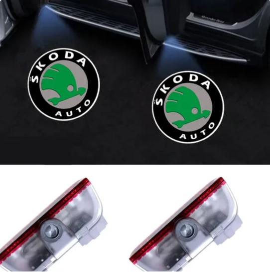 DAYB7 Wear-resistant Wireless Laser Projector Lamp 2PCS Car Door Emblem LED Welcome For Mazda Skoda Octavia A5 A7 RS Fabia Superb