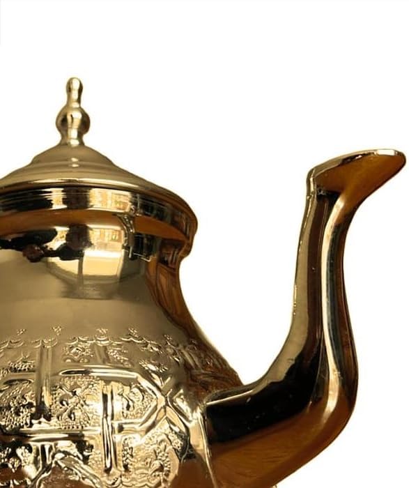 Очень большой марокканский чайник – 800 мл, позолоченный вручную, Maillechort – классический дизайн Феса